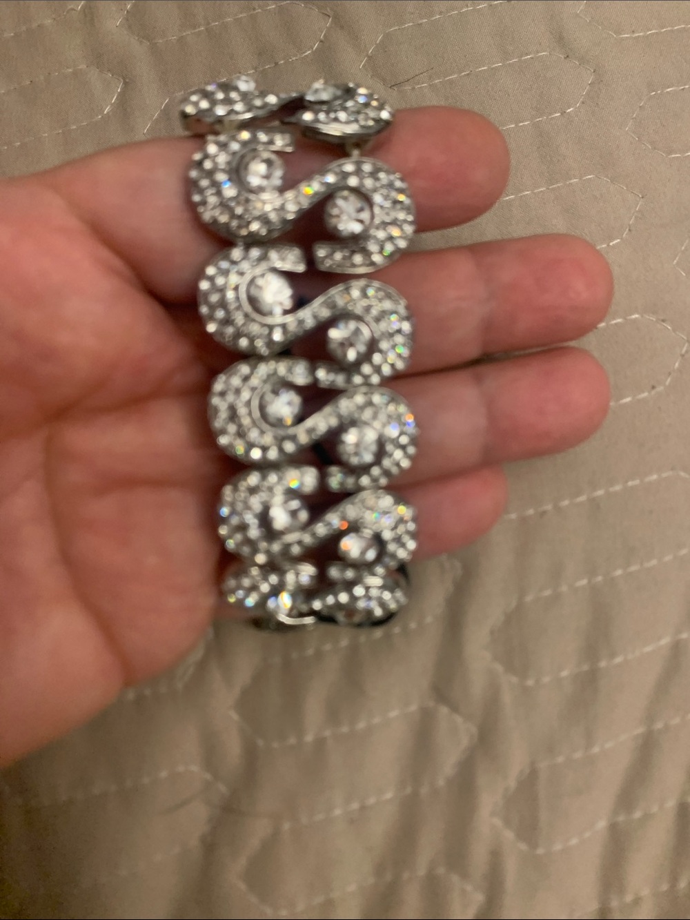 RSVP Silver Crystal Wave Stretch Bracelet